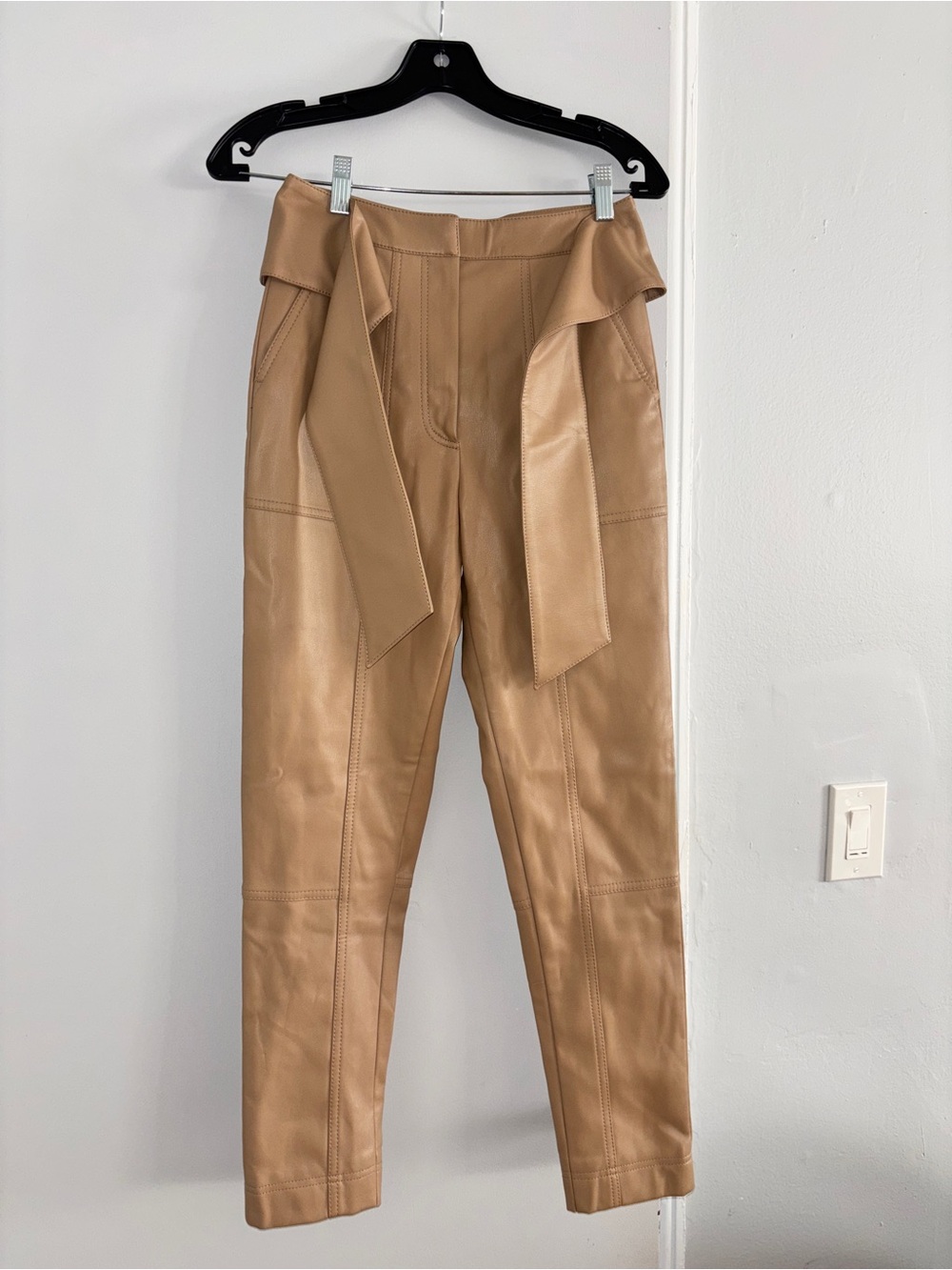 High-Rise PU Leather with waist belt new with tags
